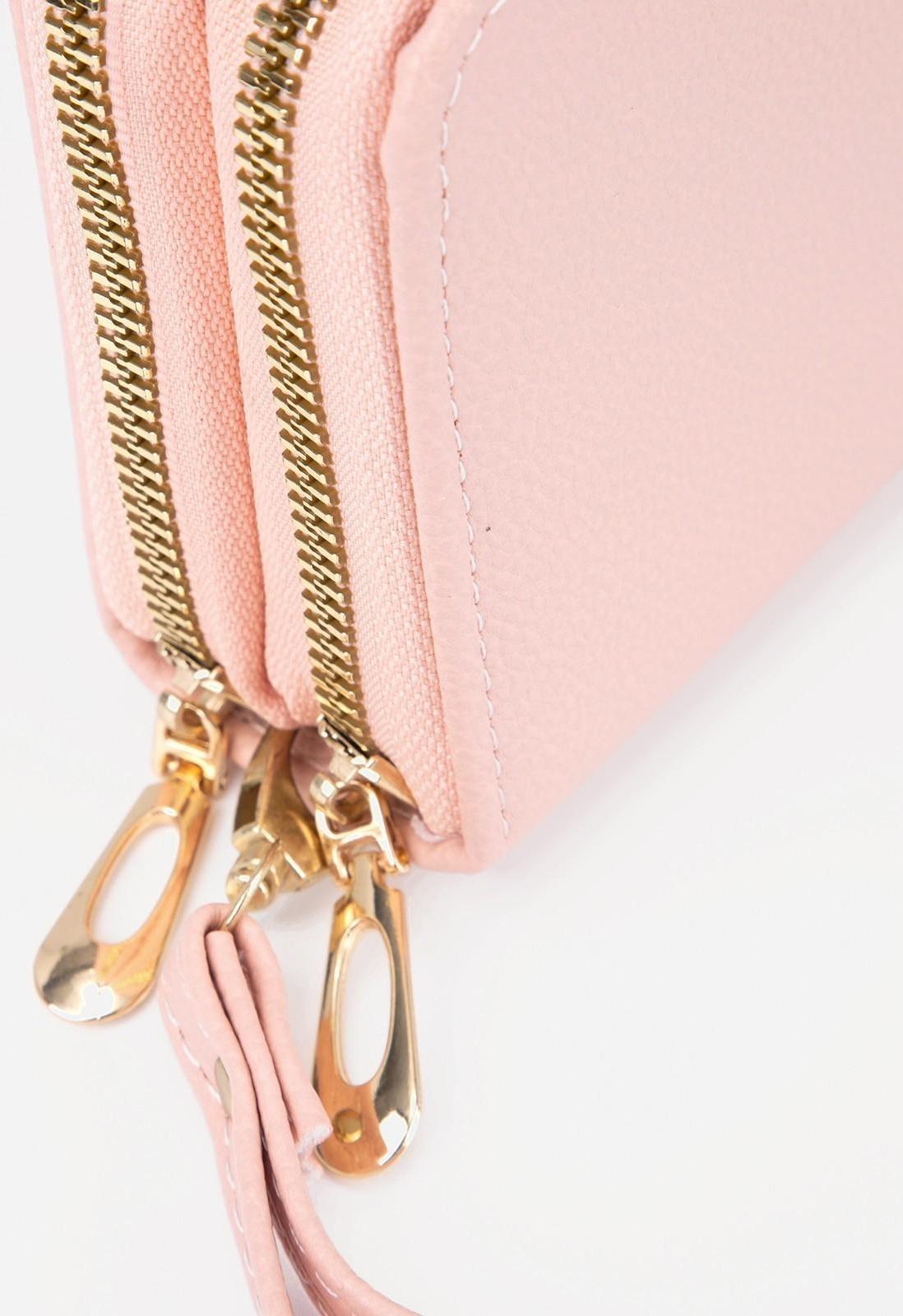 Кошелёк на молниях, цвет розовый