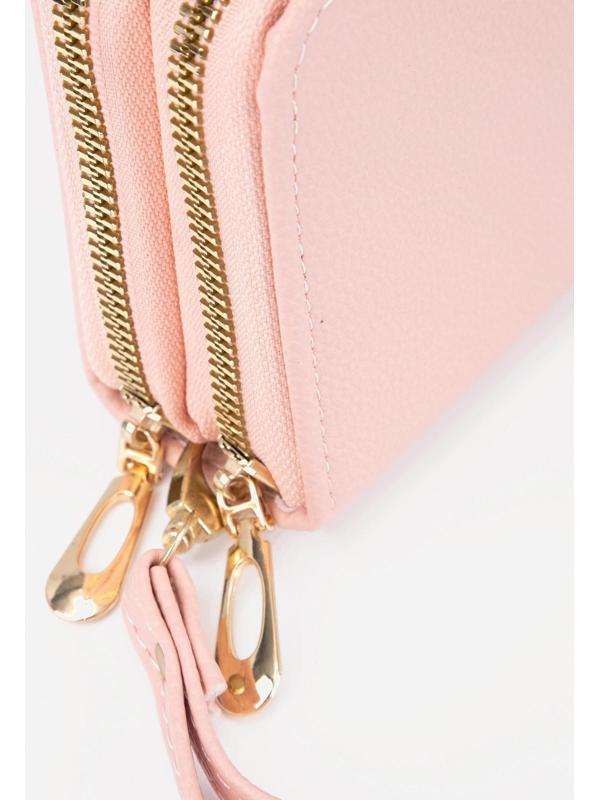 Кошелёк на молниях, цвет розовый