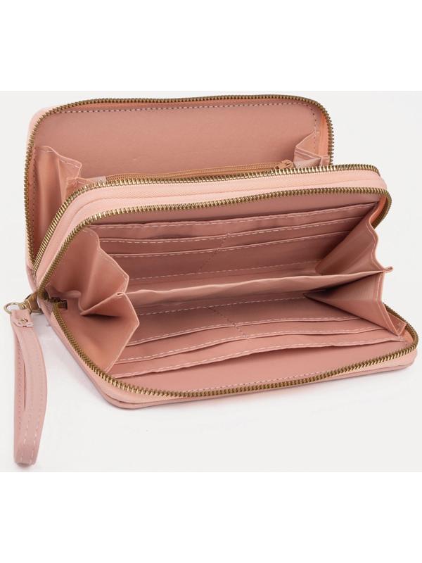 Кошелёк на молниях, цвет розовый