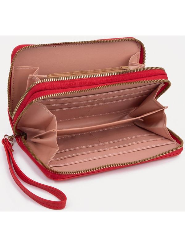 Кошелёк на молниях, цвет красный