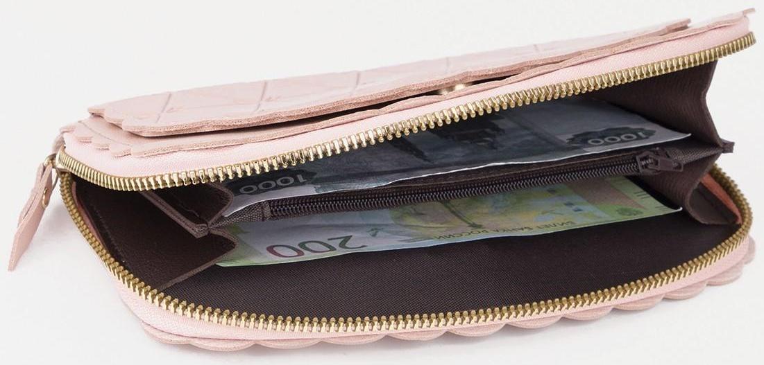Кошелёк на молнии, цвет светло-розовый