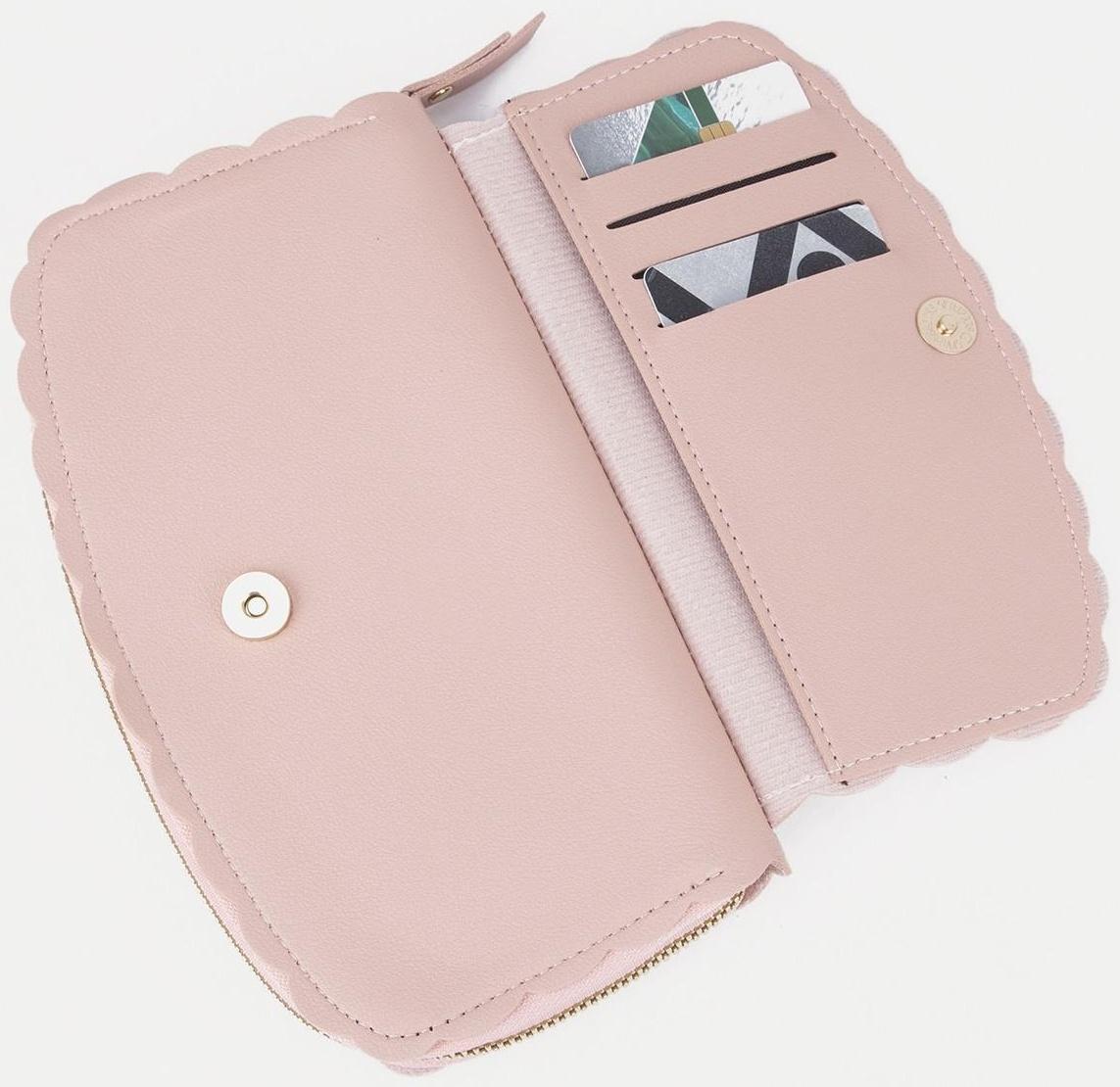 Кошелёк на молнии, цвет светло-розовый