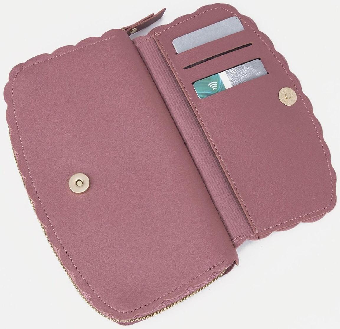 Кошелёк на молнии, цвет розовый