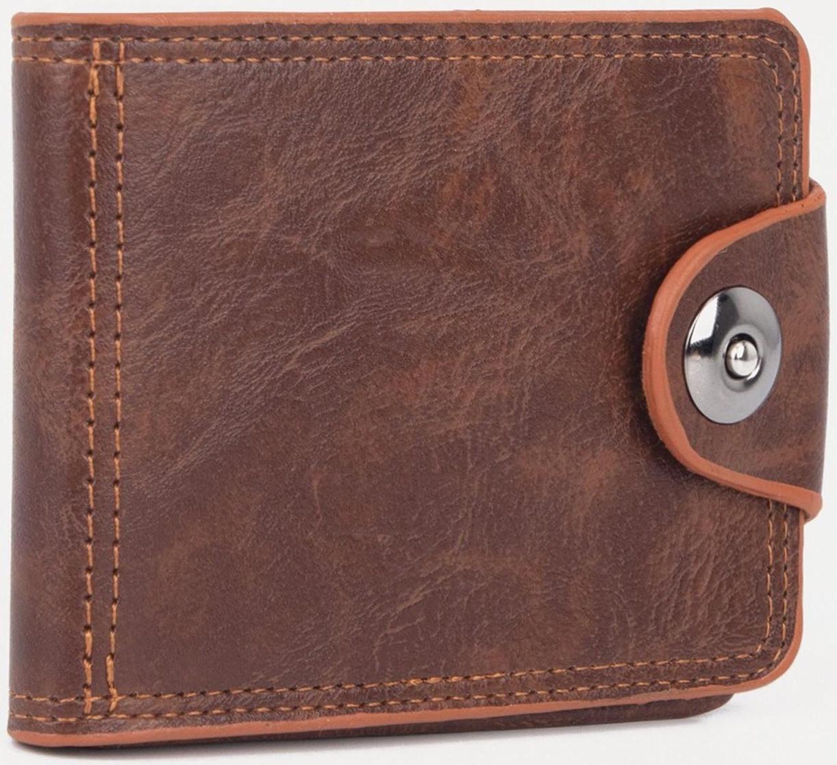 Портмоне на магните, для купюр, для карт, для монет, цвет светло-коричневый