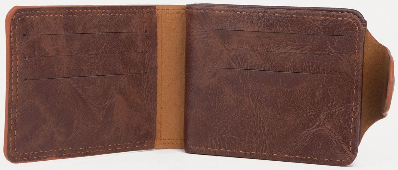 Портмоне на магните, для купюр, для карт, для монет, цвет светло-коричневый
