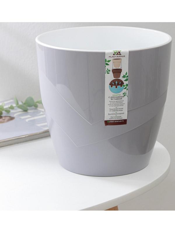 Кашпо для цветов со вставкой «Грация», 4,5 л, цвет серый