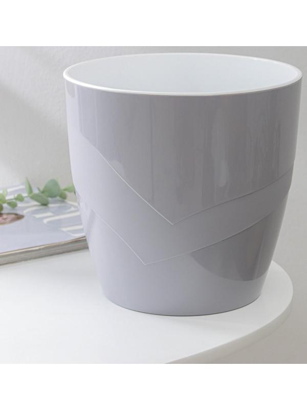 Кашпо для цветов со вставкой «Грация», 4,5 л, цвет серый