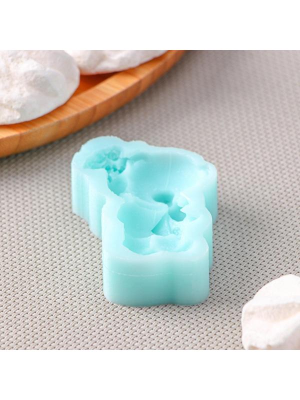 Силиконовая форма «Мишка с букетом», 6,1×4,6×1,4 см, цвет бирюзовый