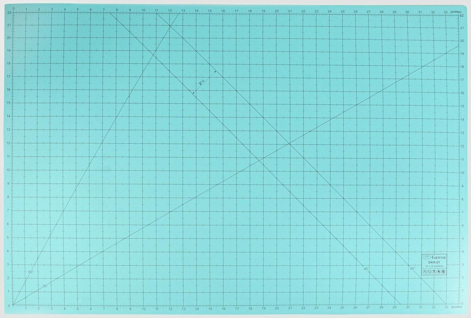 Мат для резки, двусторонний, 90 × 60 см, А1, цвет серо-голубой