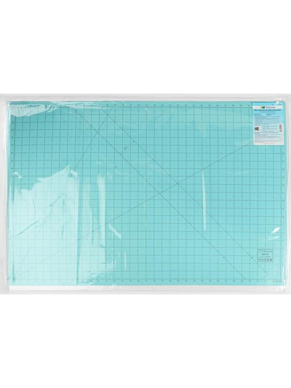 Мат для резки, двусторонний, 90 × 60 см, А1, цвет серо-голубой