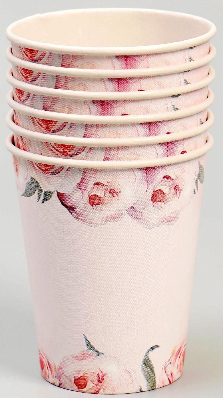 Набор бумажной посуды «Нежные пионы»