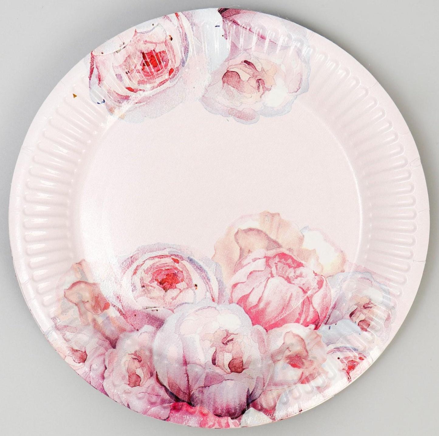 Набор бумажной посуды «Нежные пионы»