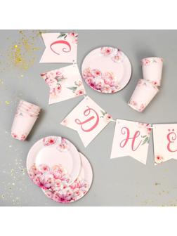 Набор бумажной посуды «Нежные пионы»