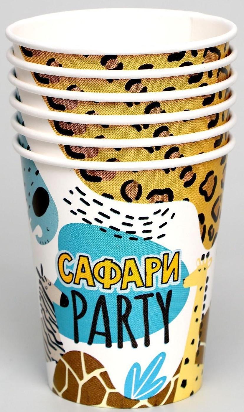 Набор бумажной посуды «Сафари Party», 6 тарелок, 6 стаканов, 6 колпаков