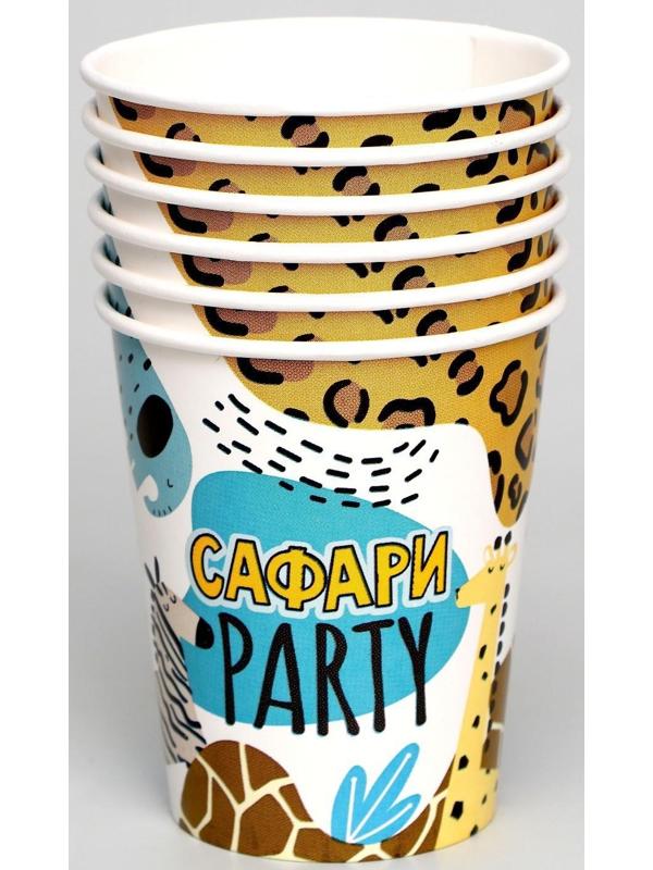 Набор бумажной посуды «Сафари Party», 6 тарелок, 6 стаканов, 6 колпаков