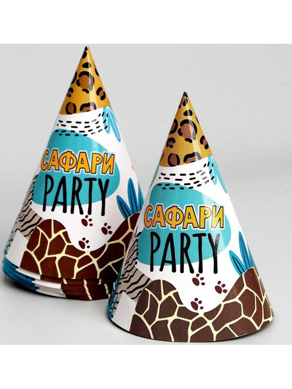 Набор бумажной посуды «Сафари Party», 6 тарелок, 6 стаканов, 6 колпаков