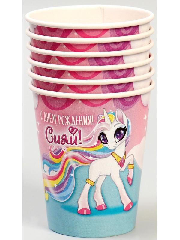 Набор бумажной посуды «С Днём Рождения!», 6 тарелок, 6 стаканов, 6 колпаков