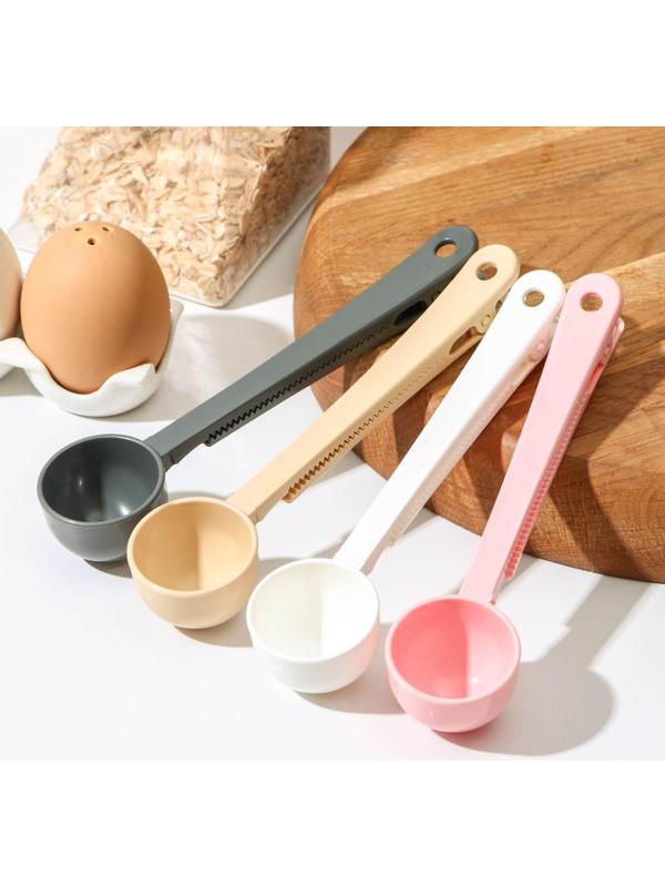 Ложка мерная с зажимом, 18×4,3×3 см, цвет МИКС