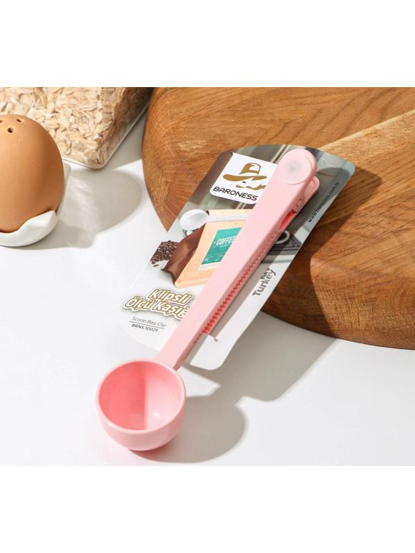 Ложка мерная с зажимом, 18×4,3×3 см, цвет МИКС