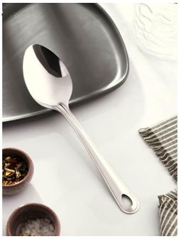 Ложка гарнирная из нержавеющей стали Доляна «Виктория», 30 мл, h=25 см, цвет серебряный
