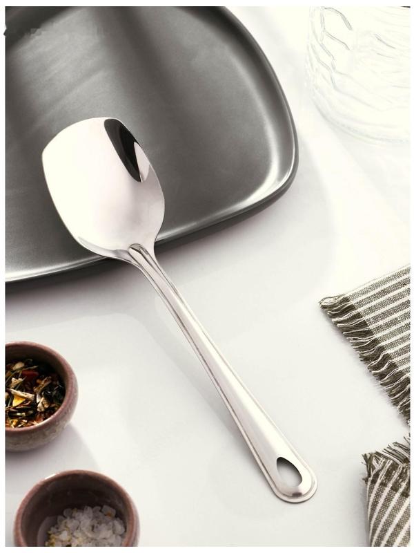 Ложка гарнирная из нержавеющей стали Доляна «Виктория», 25 мл, 24×6 см, квадратная, цвет серебряный