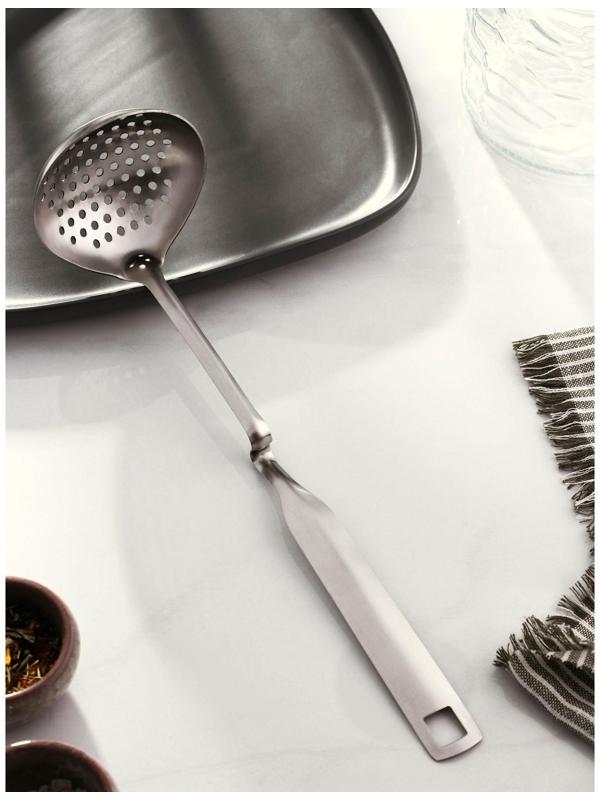 Шумовка из нержавеющей стали Доляна Bend, h=29,5 см, цвет серебряный