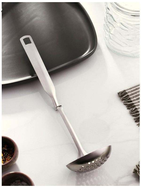 Шумовка из нержавеющей стали Доляна Bend, h=29,5 см, цвет серебряный