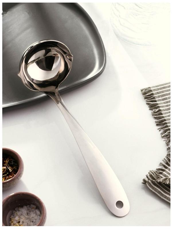 Ложка разливательная из нержавеющей стали Доляна Everyday, со сливом, 27×8,5 см, толщина 3 мм