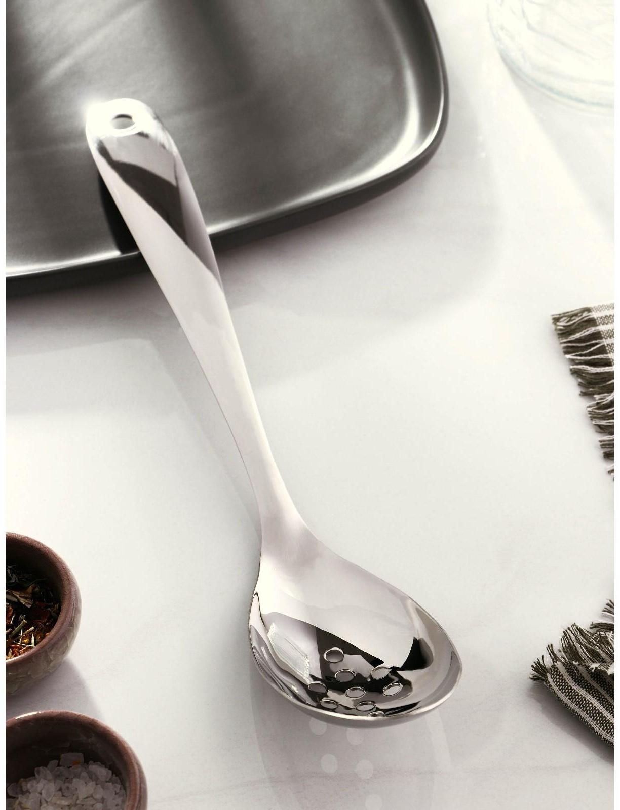 Ложка гарнирная из нержавеющей стали перфорированная Доляна Everyday, 33×6,4 см, толщина 3 мм, цвет серебряный