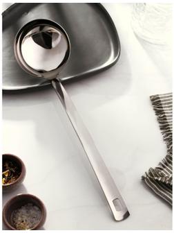 Ложка разливательная из нержавеющей стали Доляна Everyday, 85 мл, 35,5×9,5 см, толщина 3 мм, цвет серебряный