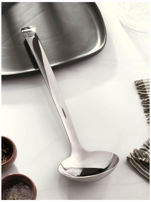 Ложка разливательная из нержавеющей стали Доляна Everyday, 85 мл, 35,5×9,5 см, толщина 3 мм, цвет серебряный