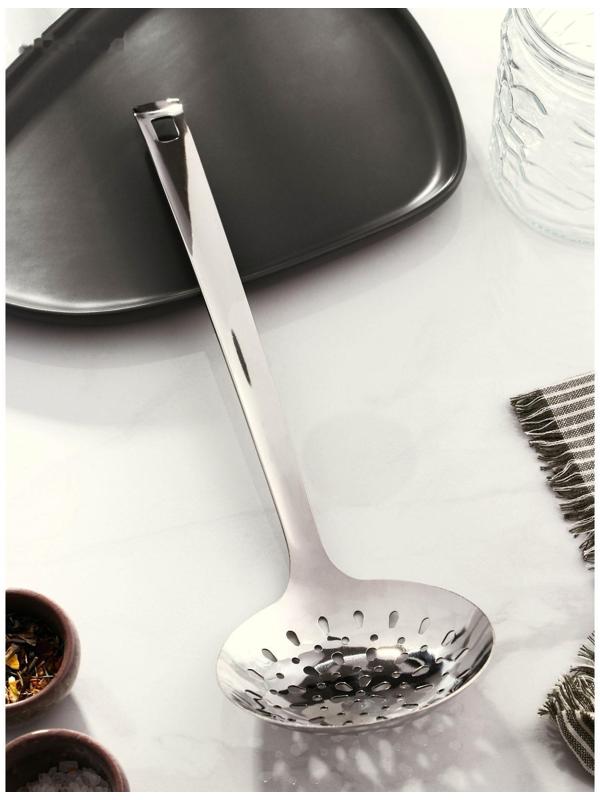 Шумовка из нержавеющей стали Доляна Everyday, 38×11,5 см, толщина 3 мм, цвет серебряный