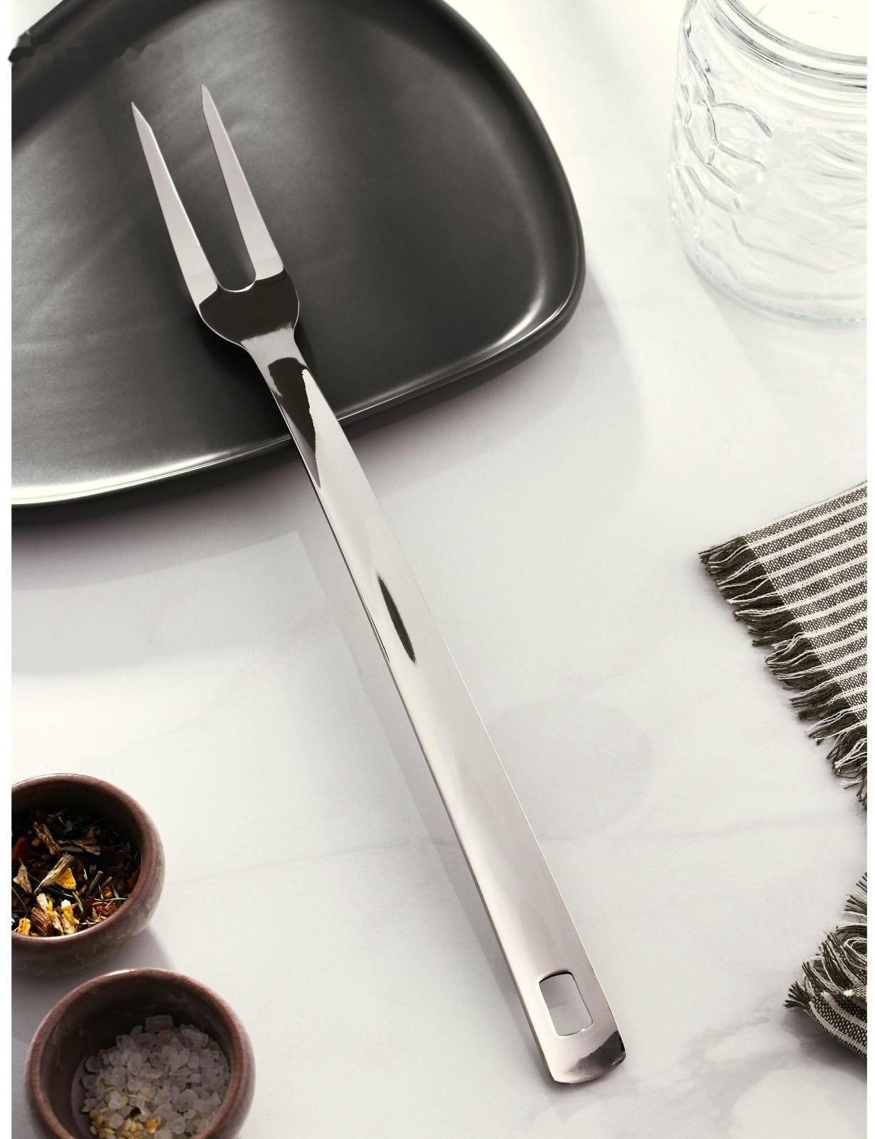 Вилка для мяса из нержавеющей стали Доляна Everyday, h=37×3 см, толщина 3 мм, цвет серебряный