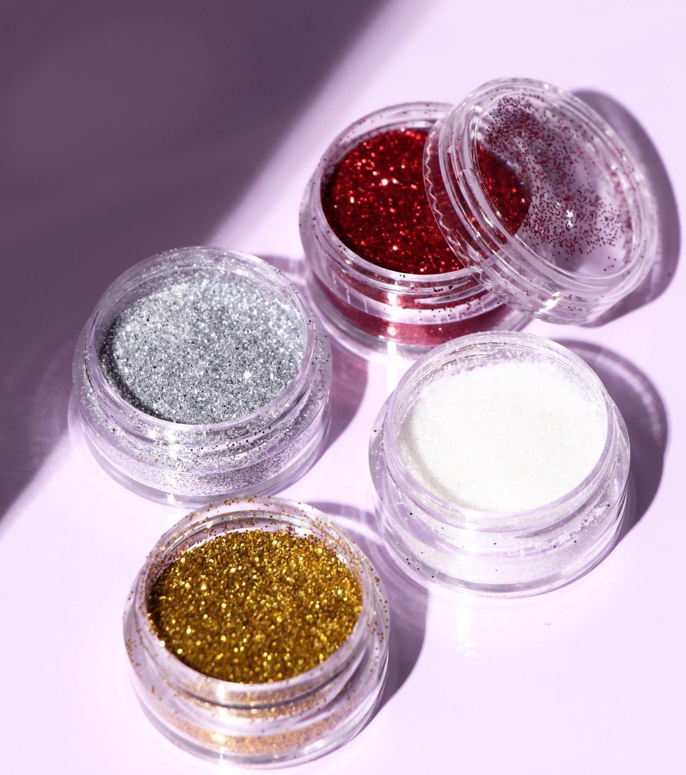 Косметический глиттер в баночке, микс цветов, набор 4 шт., 1 баночка = 5 г