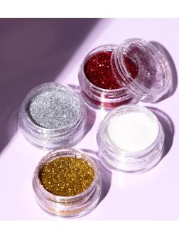 Косметический глиттер в баночке, микс цветов, набор 4 шт., 1 баночка = 5 г