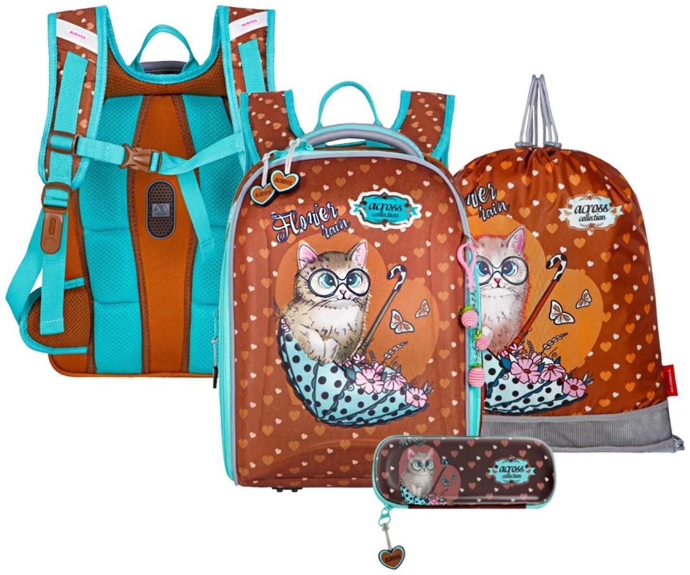 Рюкзак каркасный 35 х 26 х 14 см, наполнение: мешок, пенал, Across