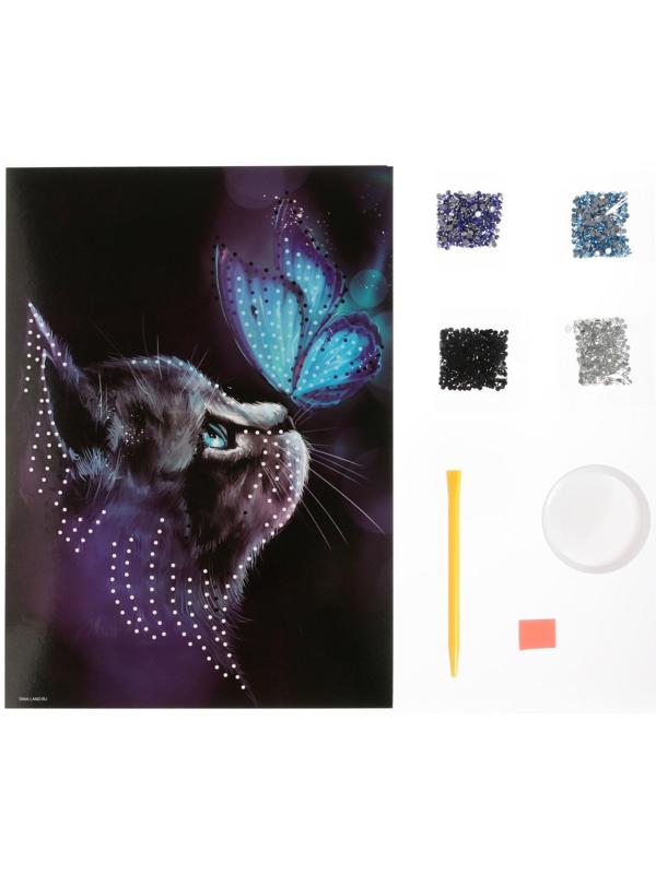 Алмазная мозаика «Котик и бабочка»