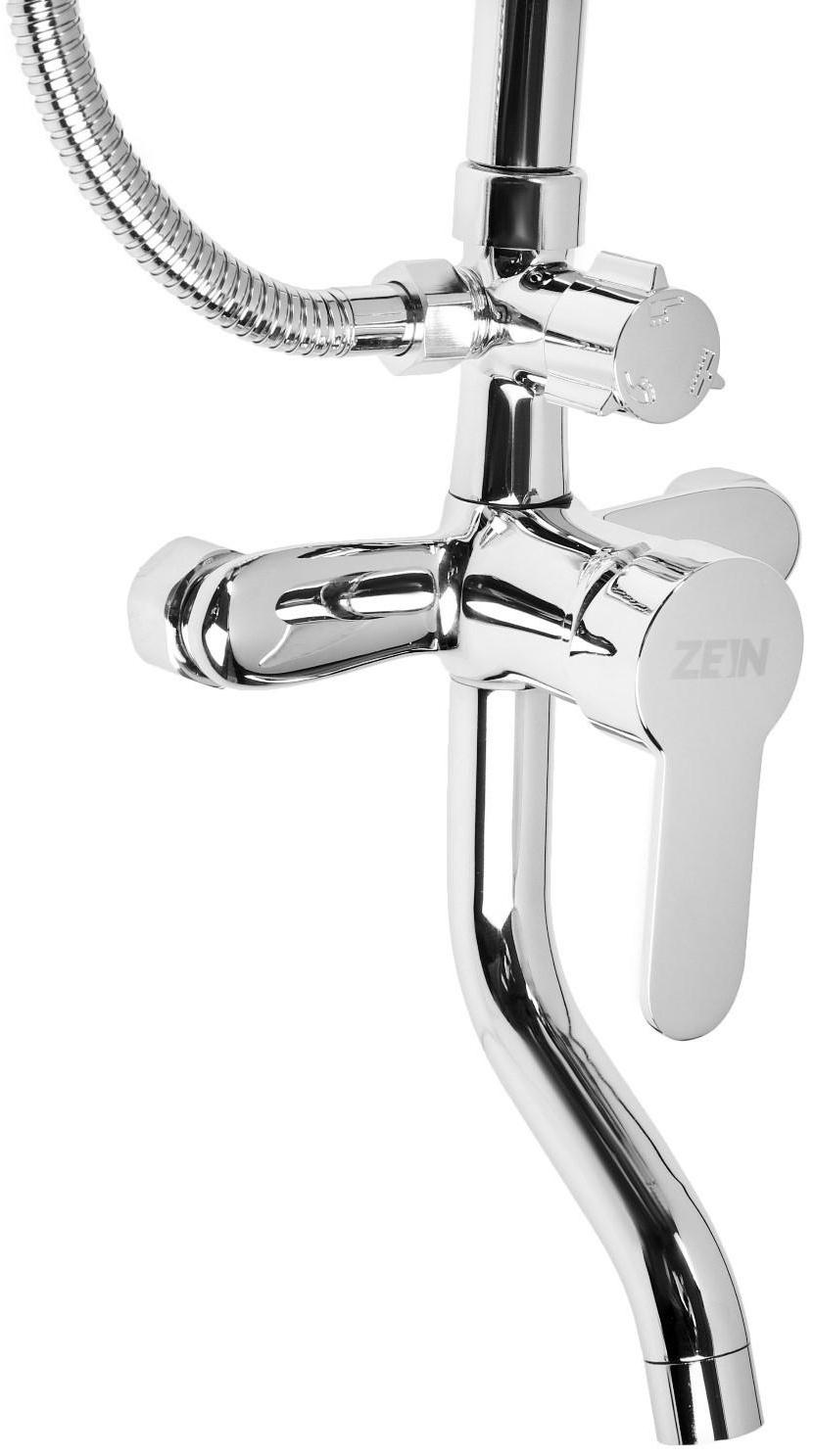 Душевая система ZEIN ZS-1, смеситель, тропическая и ручная лейка 3 режима, латунь, хром