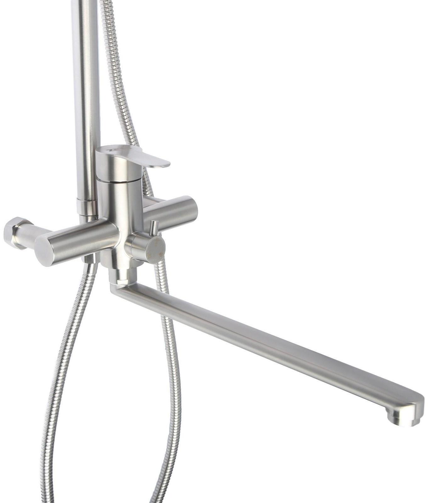 Душевая система ZEIN ZS-2, смеситель, тропическая и ручная лейка, нержавеющая сталь, сатин