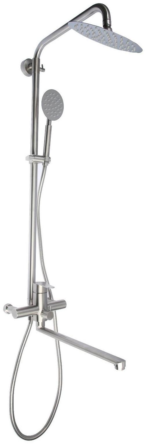 Душевая система ZEIN ZS-2, смеситель, тропическая и ручная лейка, нержавеющая сталь, сатин
