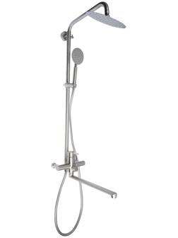 Душевая система ZEIN ZS-2, смеситель, тропическая и ручная лейка, нержавеющая сталь, сатин