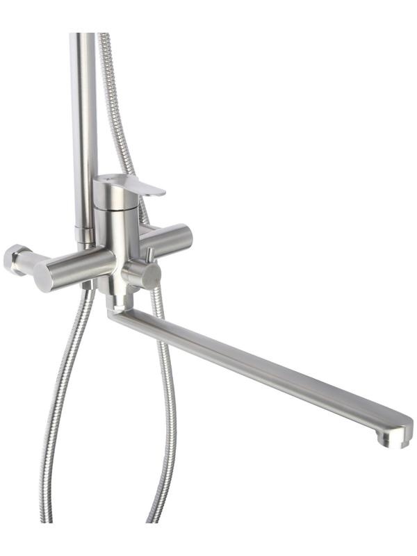 Душевая система ZEIN ZS-2, смеситель, тропическая и ручная лейка, нержавеющая сталь, сатин