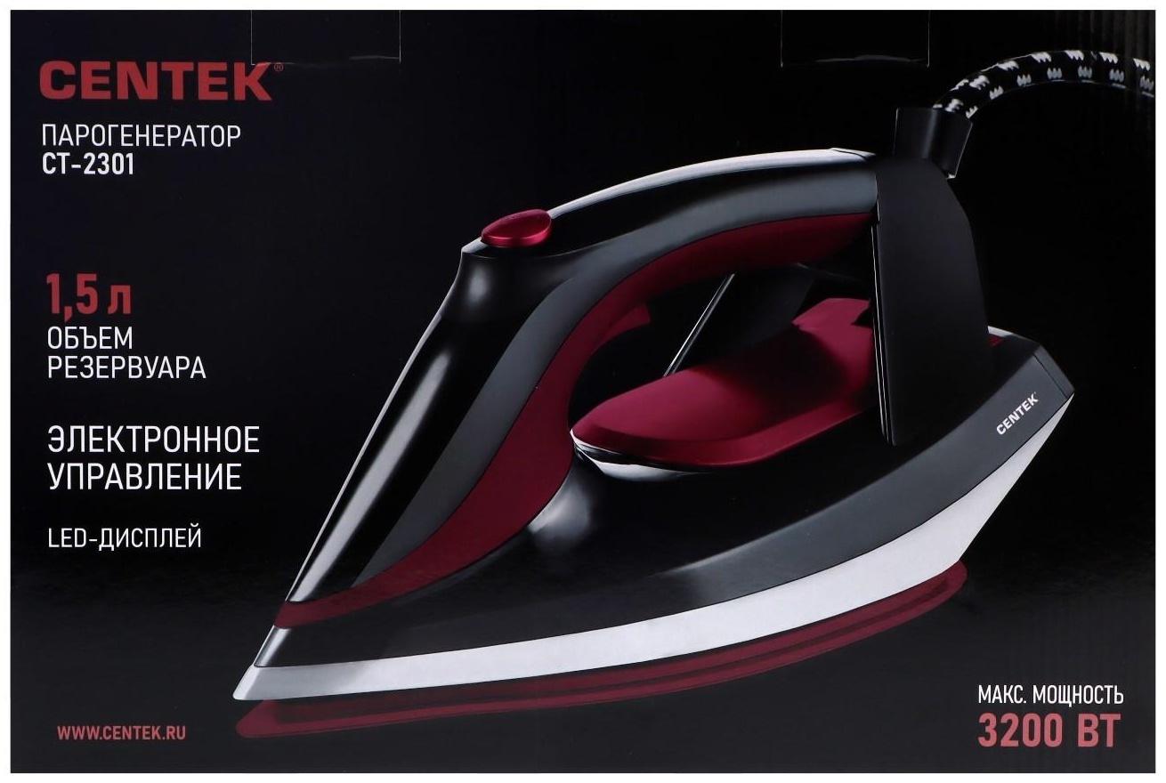 Парогенератор Centek CT-2301, 3200 Вт, керамическая подошва, 65 г/мин, 1.5 л, бордовый