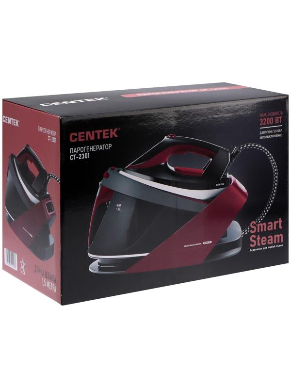 Парогенератор Centek CT-2301, 3200 Вт, керамическая подошва, 65 г/мин, 1.5 л, бордовый