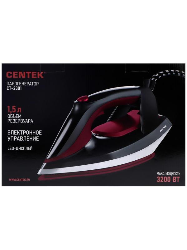 Парогенератор Centek CT-2301, 3200 Вт, керамическая подошва, 65 г/мин, 1.5 л, бордовый