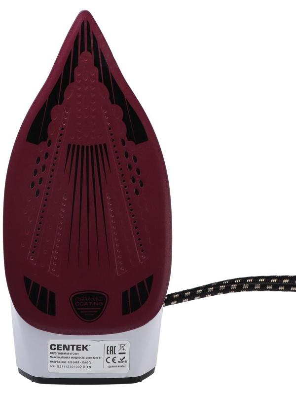 Парогенератор Centek CT-2301, 3200 Вт, керамическая подошва, 65 г/мин, 1.5 л, бордовый