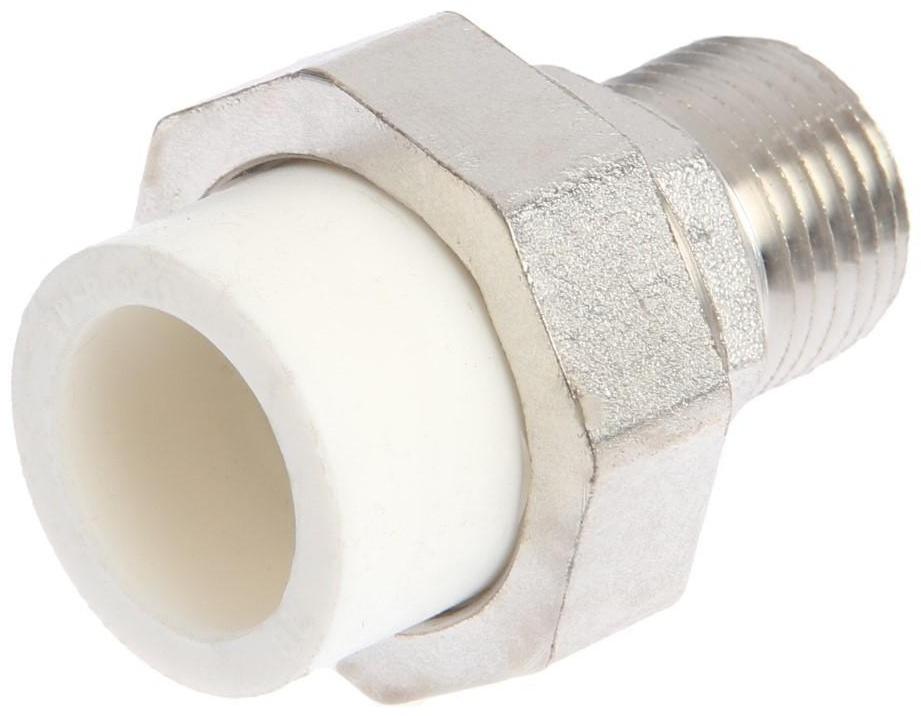 Муфта комбинированная ZEIN, полипропиленовая, американка, наружная резьба, d=20 мм х 1/2