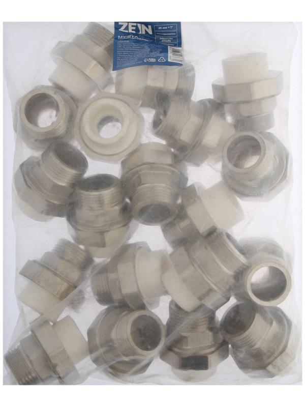 Муфта комбинированная ZEIN, полипропиленовая, американка, наружная резьба, d=25 мм х 1