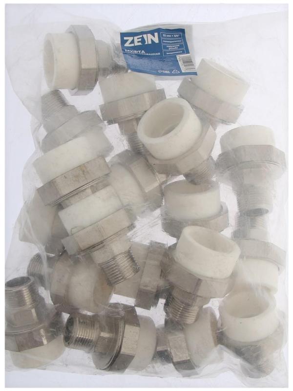 Муфта комбинированная ZEIN, полипропиленовая, американка, наружная резьба, d=32 мм х 3/4