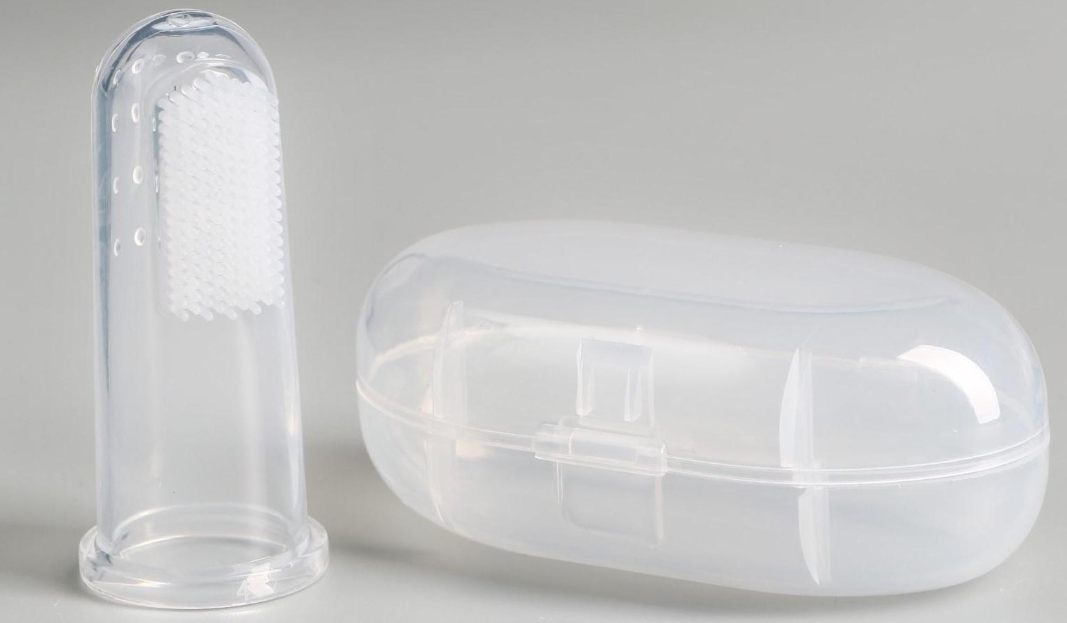 Щётка для чистки зубов животных, 5,5 х 2,5 см, прозрачный контейнер 7 х 4 см